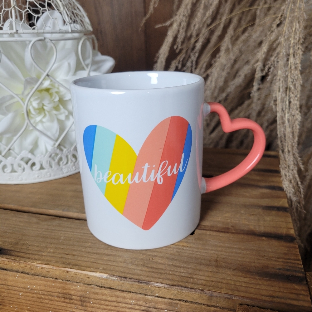 Multi-Colored Heart Coffee Mug - "Beautiful"